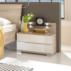 Wohnen Nachttisch Konsole Bosays in Weiß (zweiteilig)