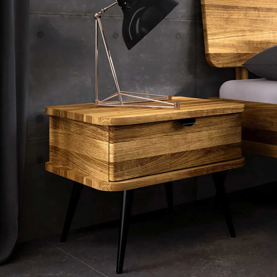 Wohnen Nachttisch mit Schublade aus Wildeiche - Casarius