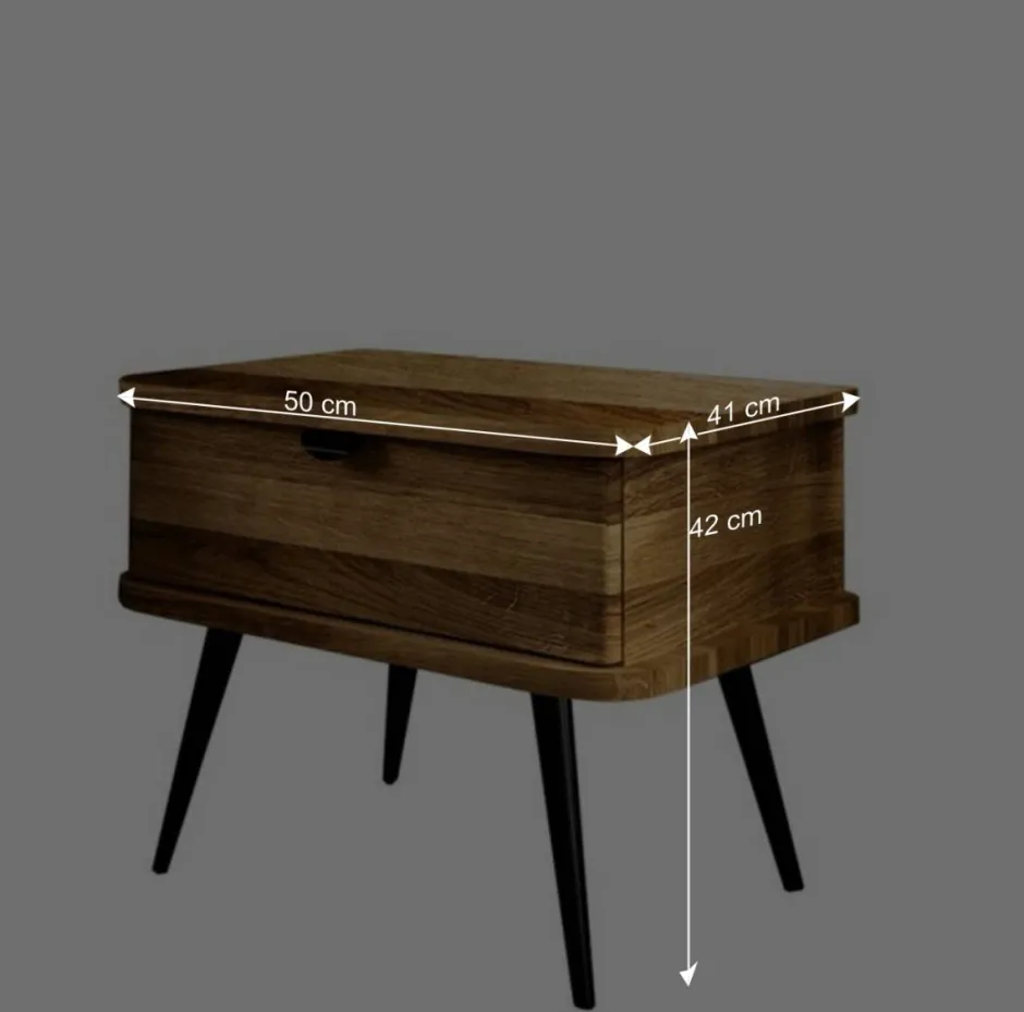 Wohnen Nachttisch mit Schublade aus Wildeiche - Casarius