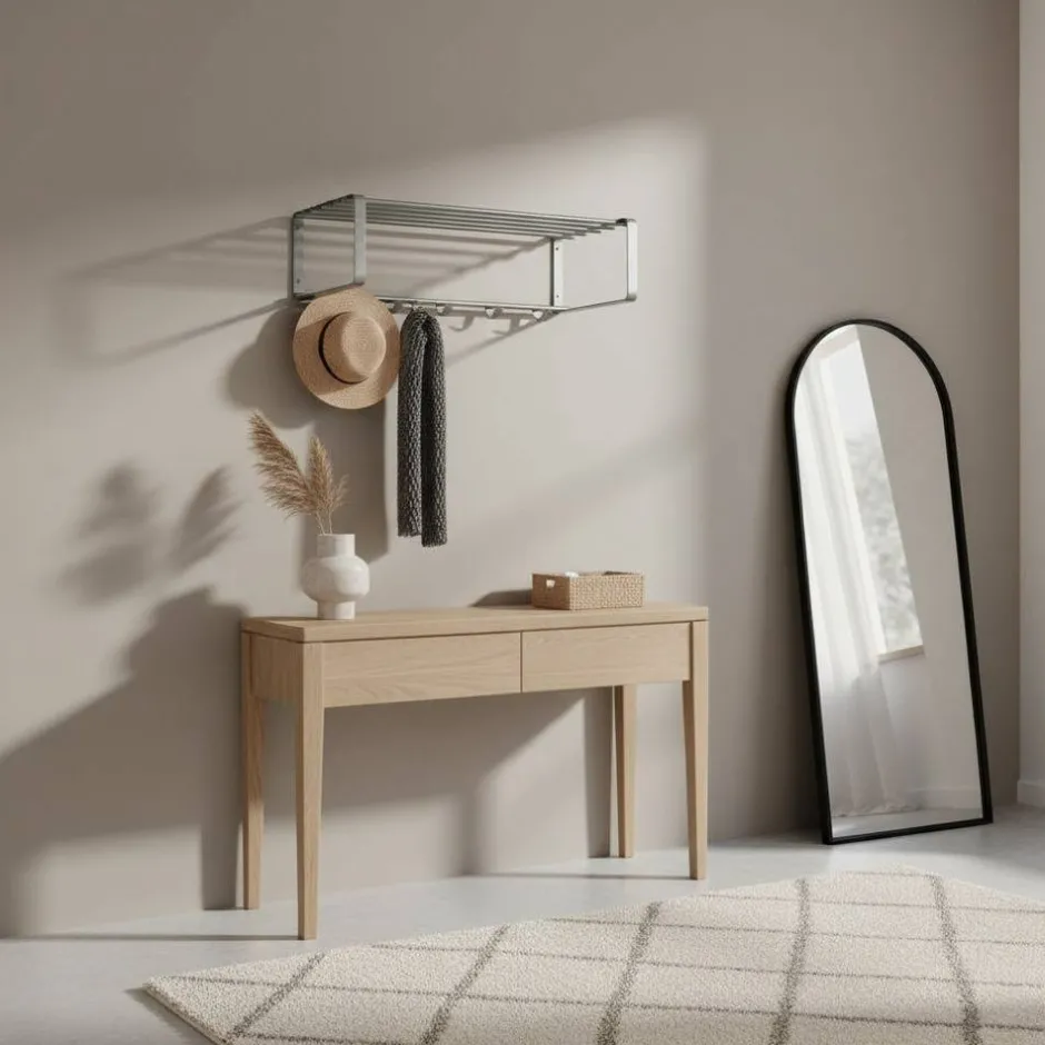 Nickelfarbene Hängegarderobe aus Stahl - Mazurra^Wohnen Sale