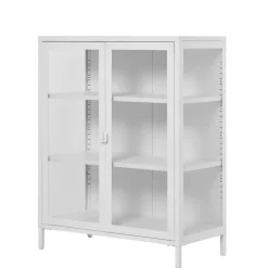 Wohnen Niedrige Vitrine aus Stahl in Weiß - Sancrez