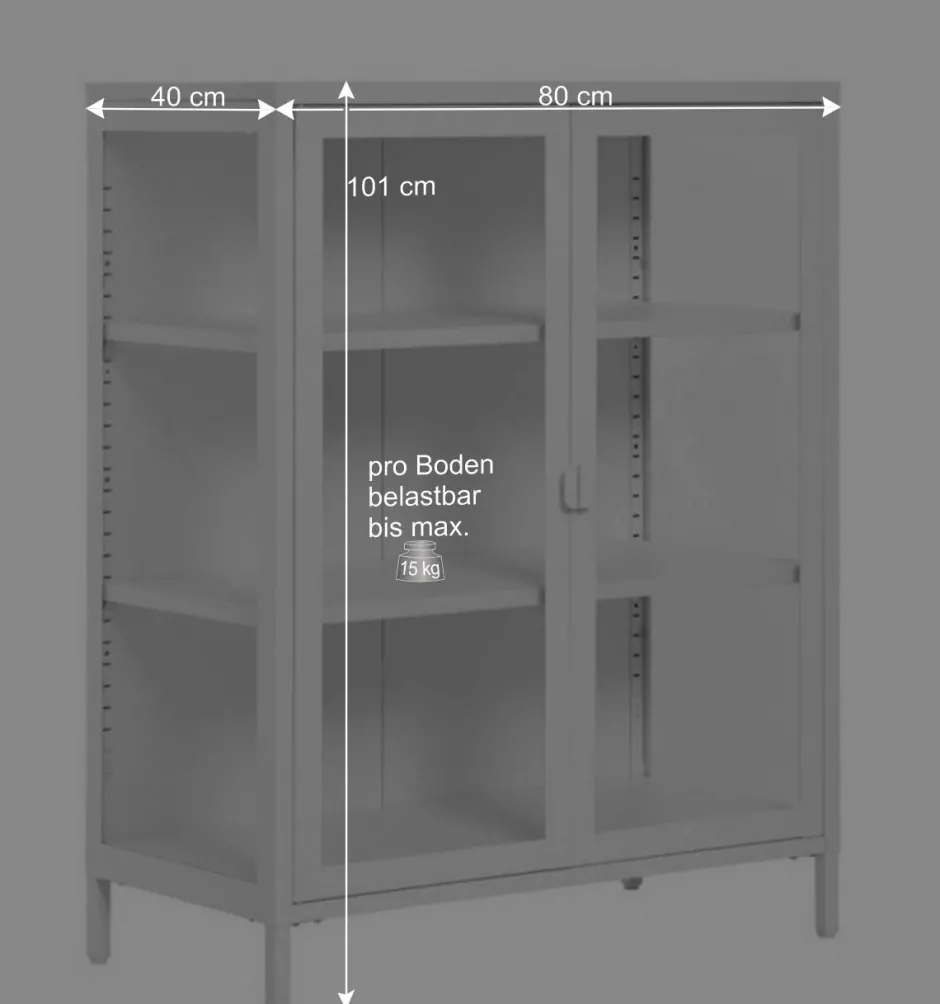 Wohnen Niedrige Vitrine aus Stahl in Weiß - Sancrez