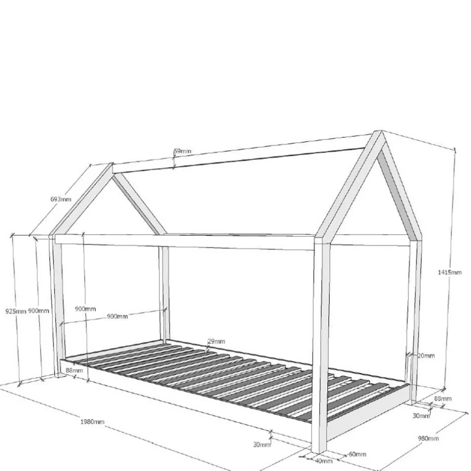 Niedriges Kinderbett im Hausdesign - Racing^Wohnen Clearance