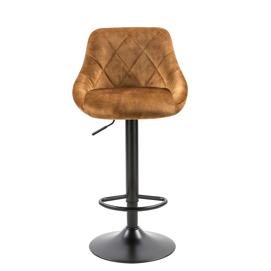 Wohnen Ockerfarbene Barstühle mit Rauten-Steppung - Campitello (2er Set)