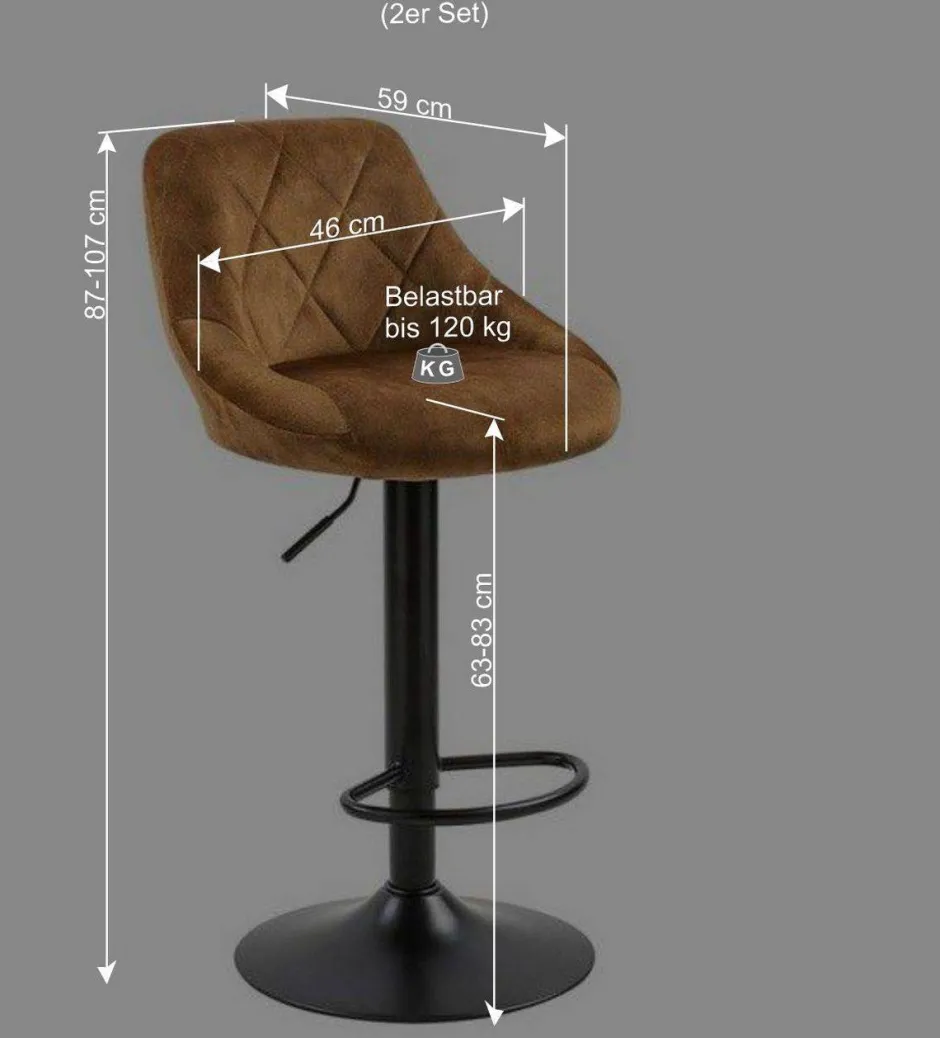 Wohnen Ockerfarbene Barstühle mit Rauten-Steppung - Campitello (2er Set)