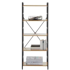 Offenes Standregal in Wildeiche und Schwarz - Lacuva^Wohnen Discount