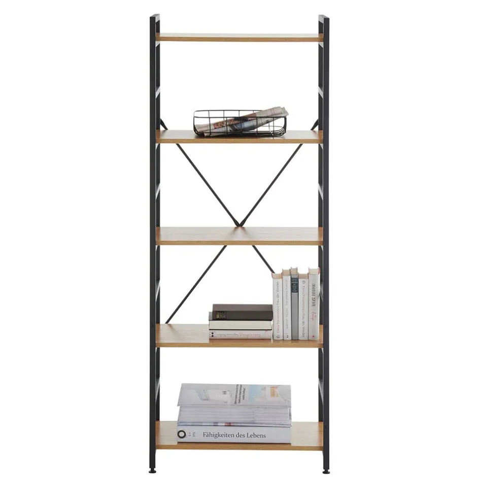 Offenes Standregal in Wildeiche und Schwarz - Lacuva^Wohnen Discount