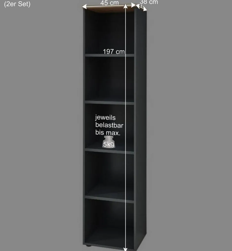 Wohnen Office Regale Set - Kuetra (dreiteilig)