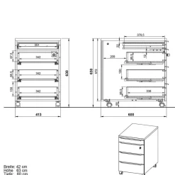Office Rollcontainer in Dunkelgrau - Tila^Wohnen Hot