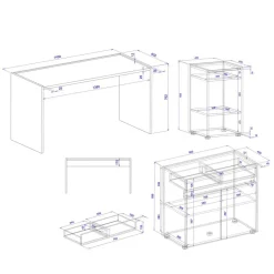Office Schreibtisch & Regal & Kommode - Nonessia (dreiteilig)^Wohnen Outlet