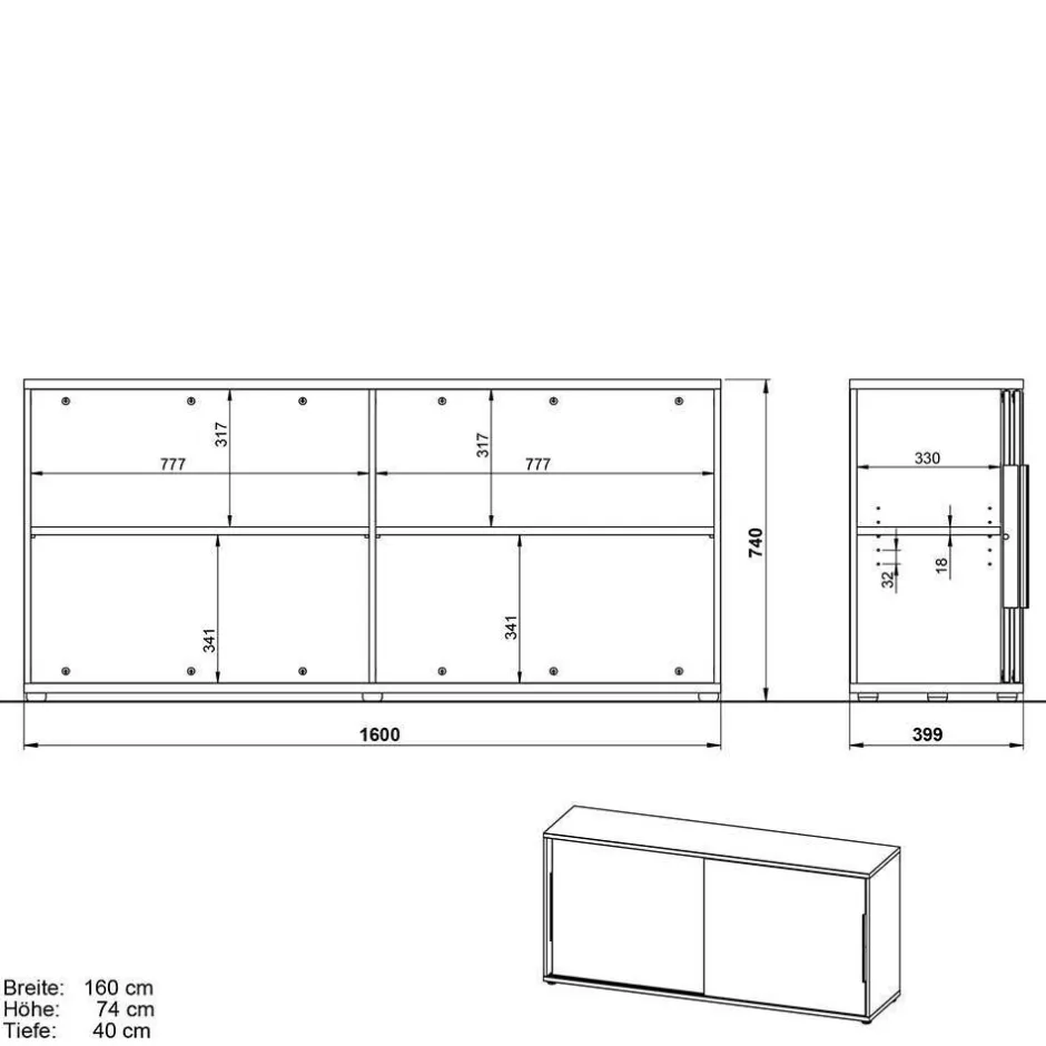 Wohnen Office Tische & Schrank in Weiß - Sparkle (dreiteilig)
