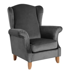 Wohnen Ohrenbackensessel aus Samtvelours Anthrazit - Nikic