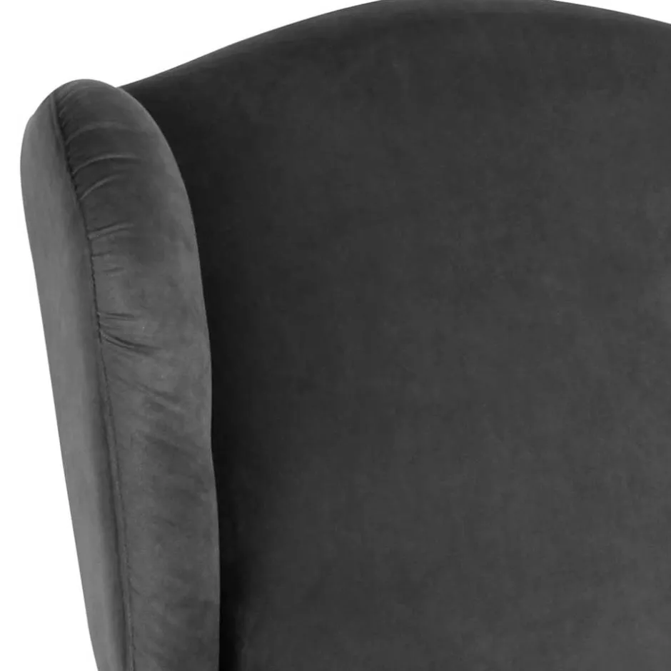 Wohnen Ohrenbackensessel aus Samtvelours Anthrazit - Nikic