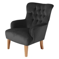 Wohnen Ohrenbackensessel in Anthrazit Samtvelours - Camcupa