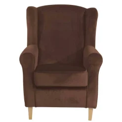 Wohnen Ohrenbackensessel in Braun und Buche Natur - Revelinda