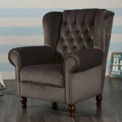 Wohnen Ohrenbackensessel in Braun Samtvelours - Farella