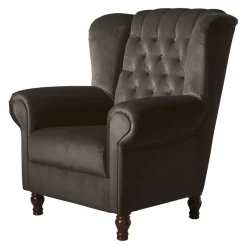 Wohnen Ohrenbackensessel in Braun Samtvelours - Farella