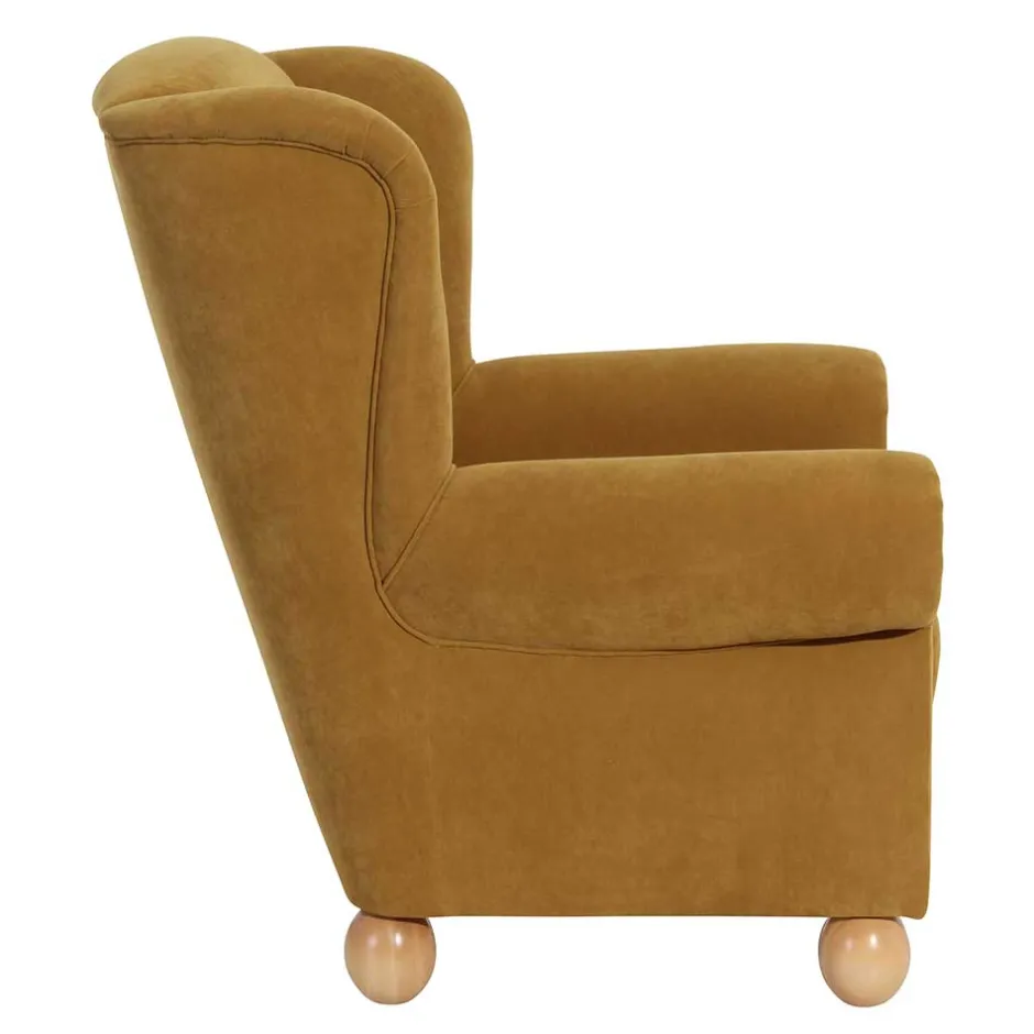 Ohrenbackensessel in Gelb Velours - Acigne^Wohnen Sale