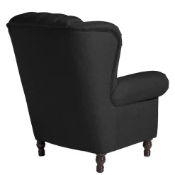 Wohnen Ohrenbackensessel mit Federkern in Schwarz - Jon