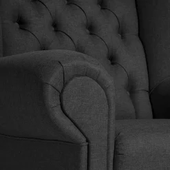 Wohnen Ohrenbackensessel mit Federkern in Schwarz - Jon