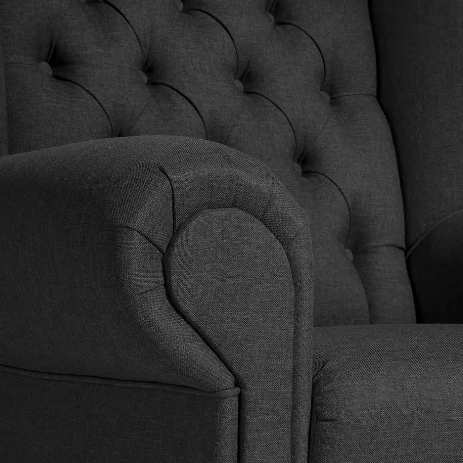 Wohnen Ohrenbackensessel mit Federkern in Schwarz - Jon