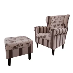 Wohnen Ohrenbackensessel Prisma in Braun Beige