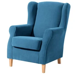 Ohrensessel aus Velours in Petrol - Edna^Wohnen Online
