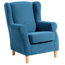 Ohrensessel aus Velours in Petrol - Edna^Wohnen Online