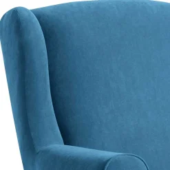 Ohrensessel aus Velours in Petrol - Edna^Wohnen Online