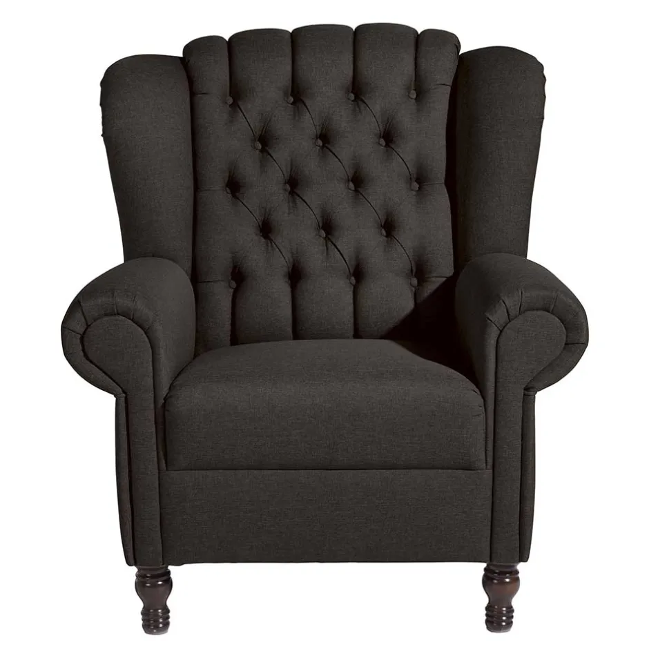 Wohnen Ohrensessel in Dunkelbraun Stoffbezug - Oase