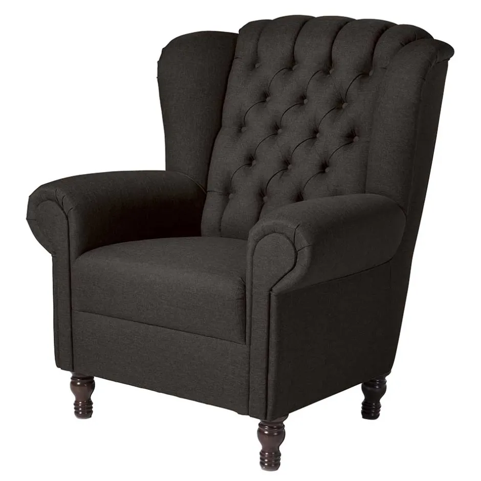 Wohnen Ohrensessel in Dunkelbraun Stoffbezug - Oase