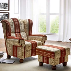 Wohnen Ohrensessel mit Streifen und Ornamenten - Basento