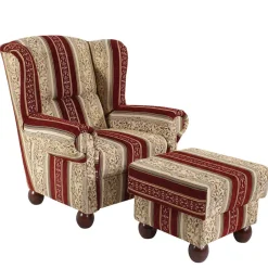 Wohnen Ohrensessel mit Streifen und Ornamenten - Basento