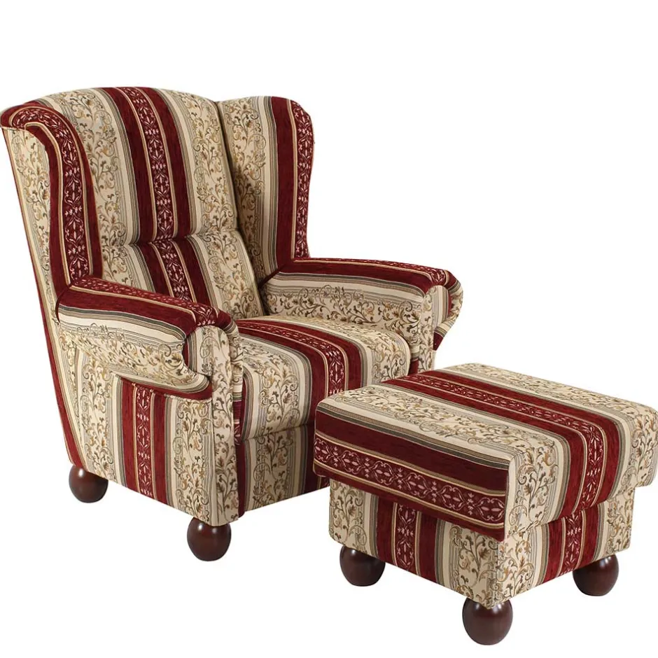 Wohnen Ohrensessel mit Streifen und Ornamenten - Basento