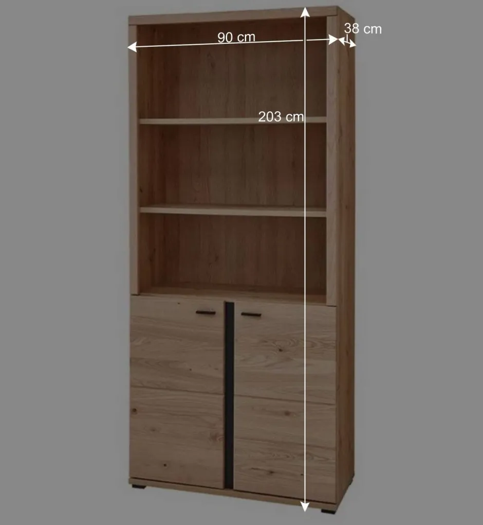 Ordnerregal mit drei Fächern und zwei Türen - Emly^Wohnen Discount