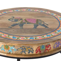 Wohnen Orient Style Couchtisch mit Elefanten farbenfroh bemalt - Tabacho