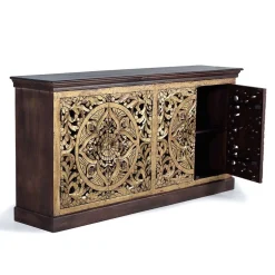 Oriental Design Sideboard in Gold und Walnussbraun - Roswito^Wohnen Clearance
