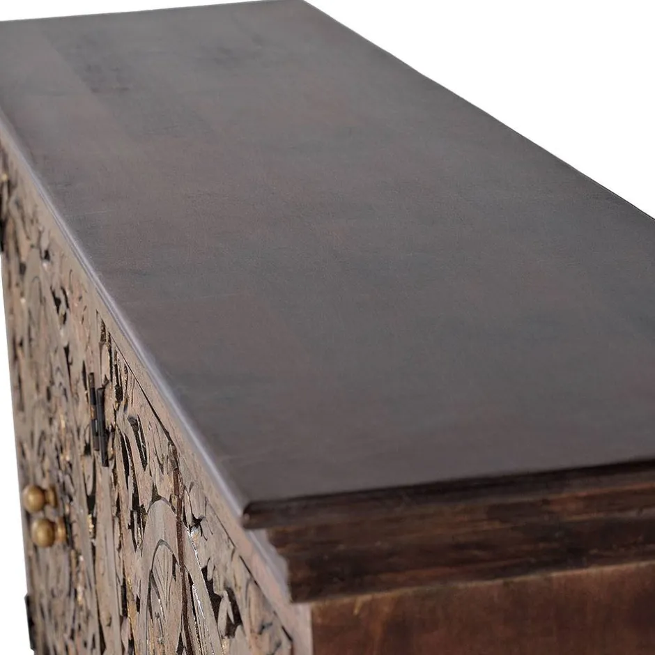 Oriental Design Sideboard in Gold und Walnussbraun - Roswito^Wohnen Clearance