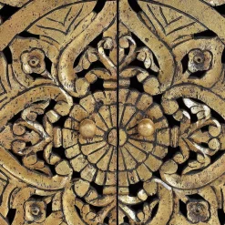 Oriental Design Sideboard in Gold und Walnussbraun - Roswito^Wohnen Clearance