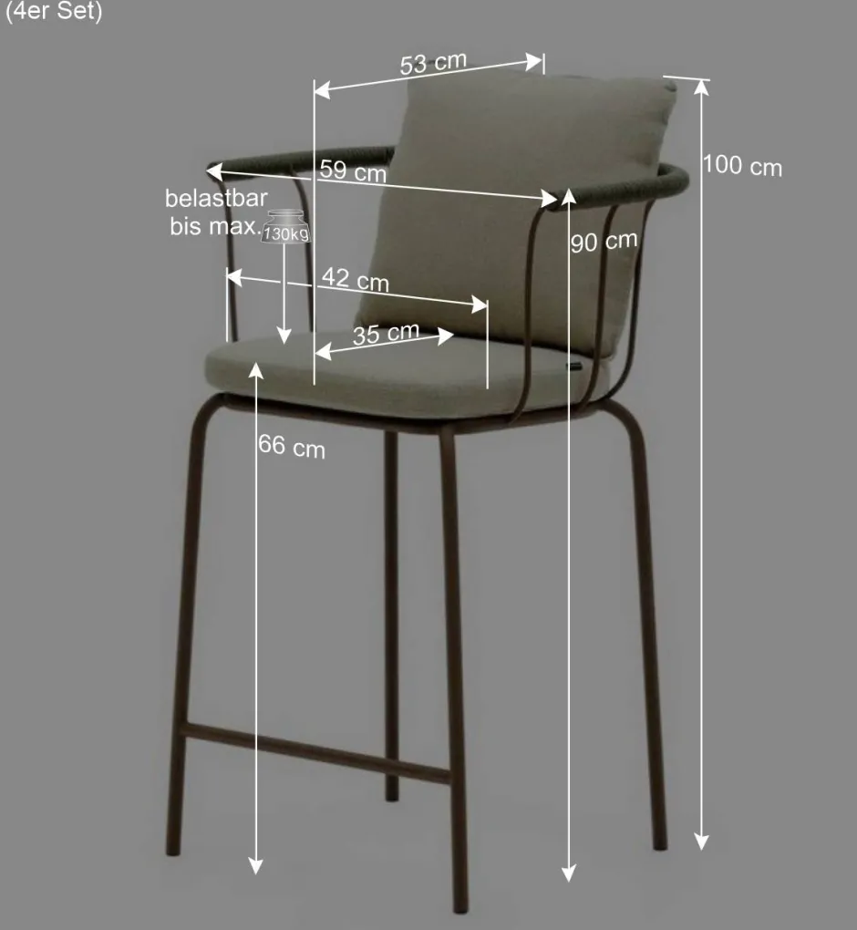 Wohnen Outdoor Barstuhl mit 66 cm Sitzhöhe - Ragusca (4er Set)