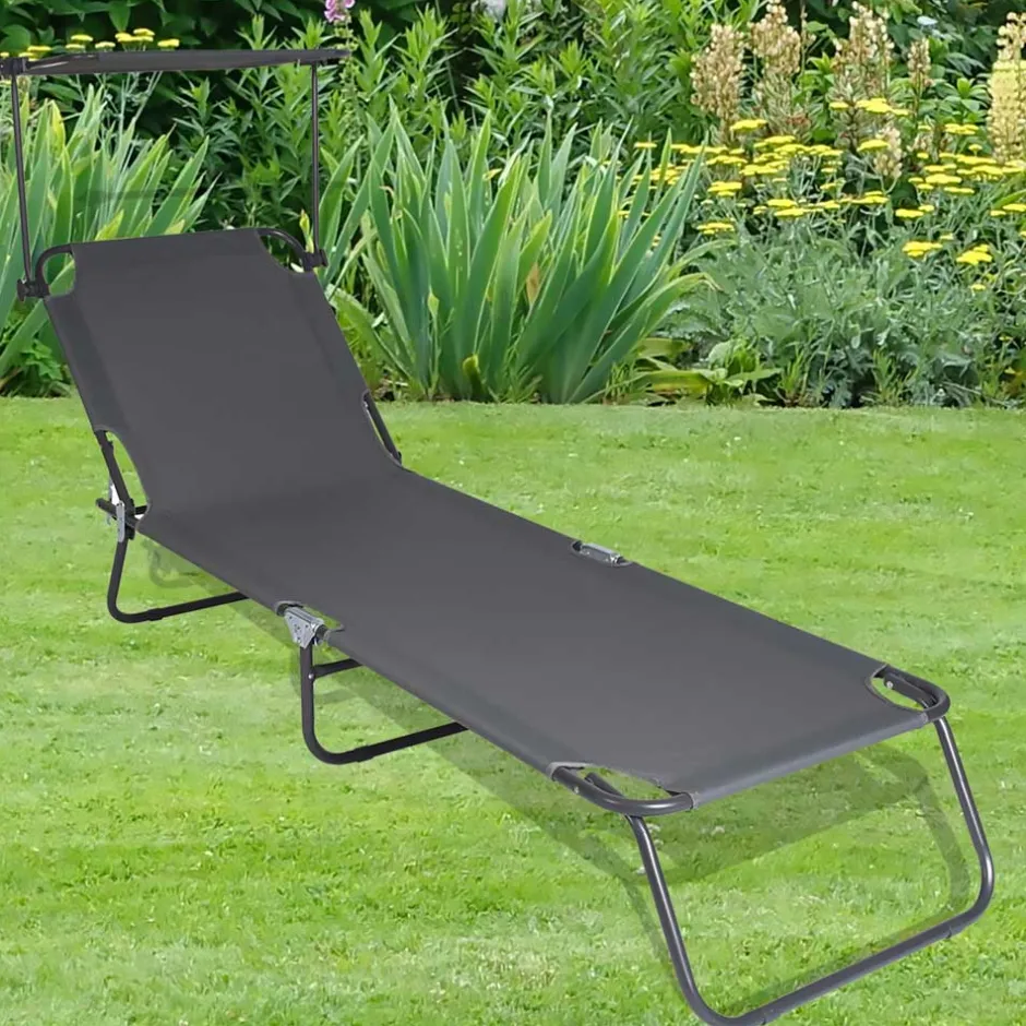 Outdoor Klappliege in Dunkelgrau - Spid^Wohnen New