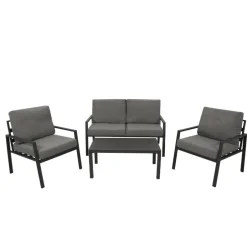 Wohnen Outdoor-Lounge Set aus Aluminium - Zebrano (vierteilig)