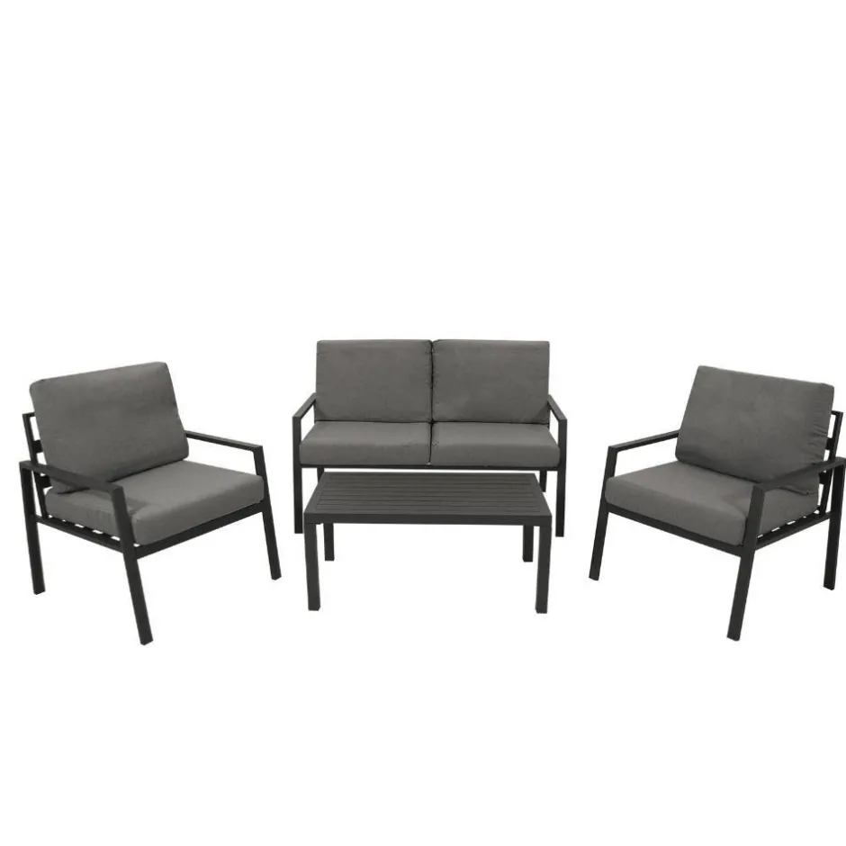 Wohnen Outdoor-Lounge Set aus Aluminium - Zebrano (vierteilig)