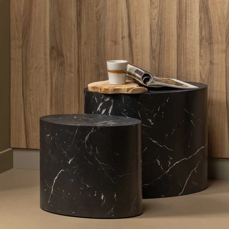 Wohnen Ovale Beistelltische als Paar - Geneke (zweiteilig)