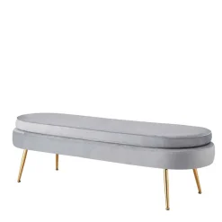 Wohnen Ovale Bettbank in Hellgrau Samtstoff - Baily
