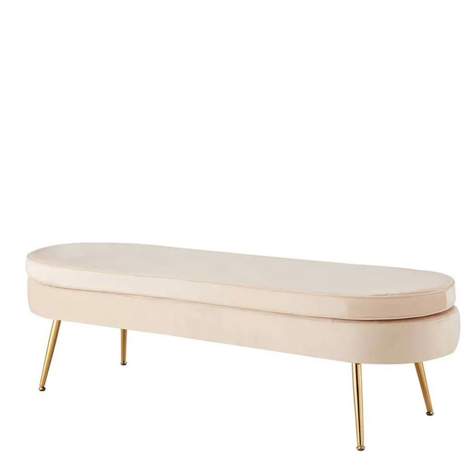 Wohnen Ovale Polsterbank in Beige & Gold - Mamoud