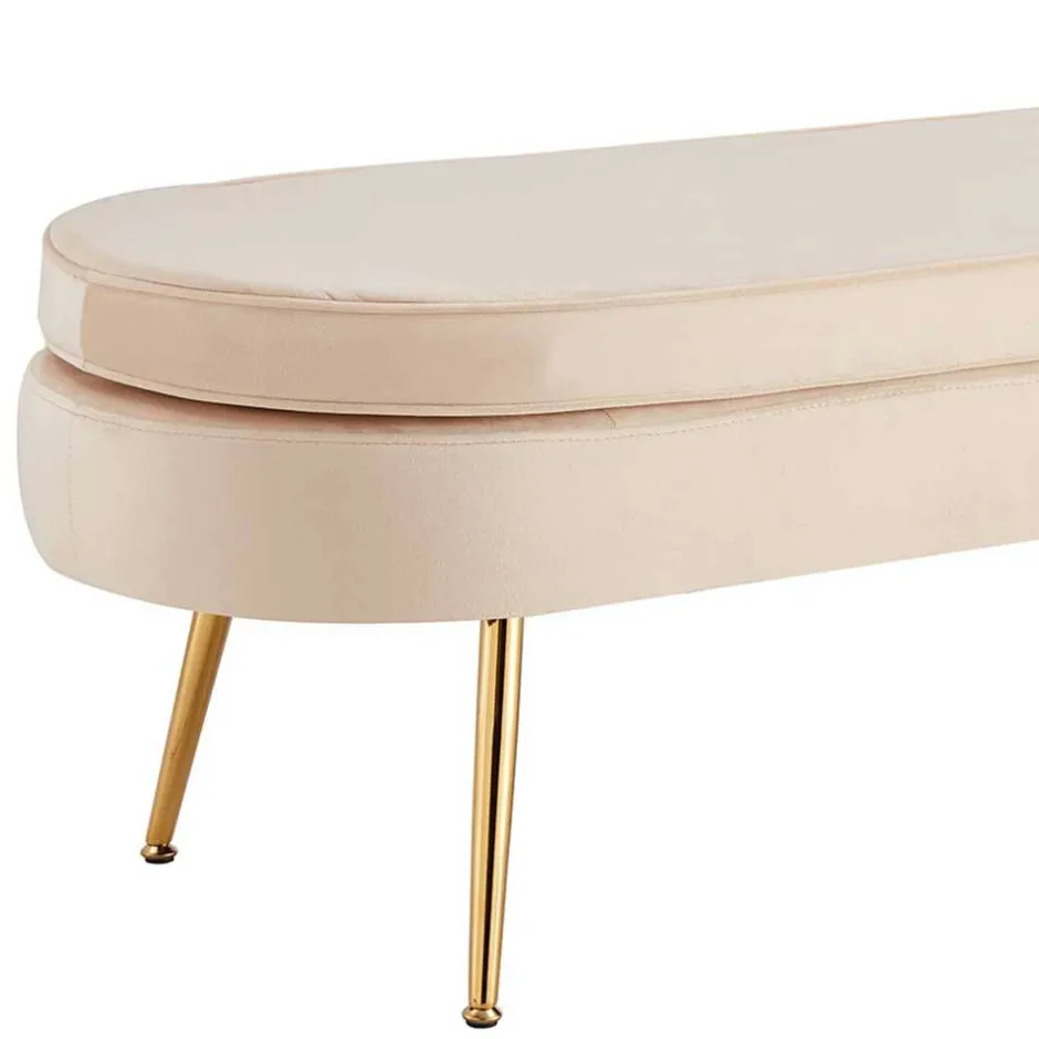 Wohnen Ovale Polsterbank in Beige & Gold - Mamoud