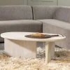 Wohnen Ovaler Couchtisch in Creme aus Massivholz - Nuvellas
