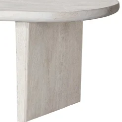 Wohnen Ovaler Couchtisch in Creme aus Massivholz - Nuvellas