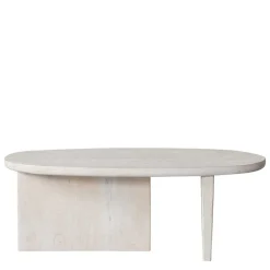 Wohnen Ovaler Couchtisch in Creme aus Massivholz - Nuvellas